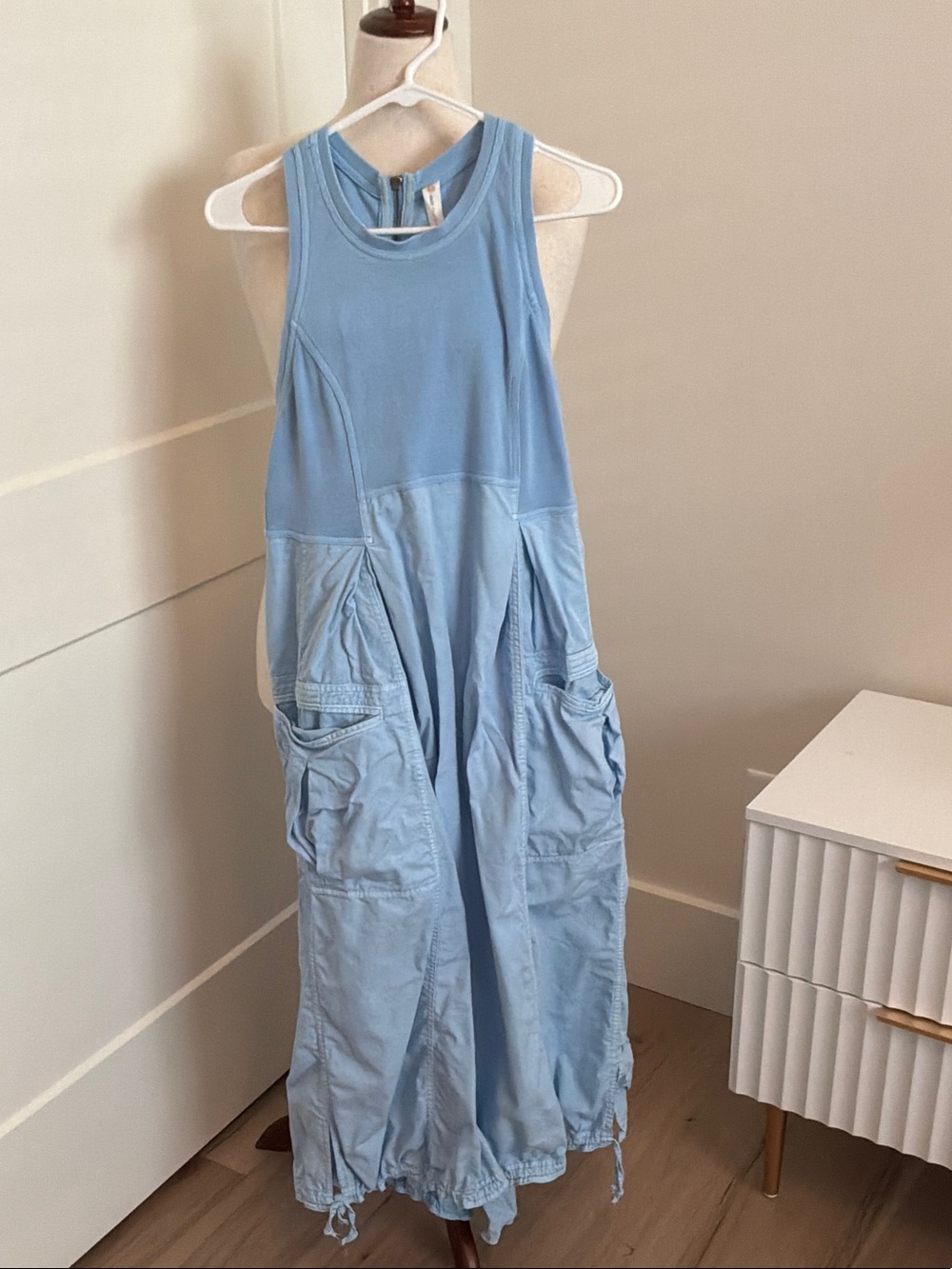 Anthropologie Sky Blue Sleeveless Cargo Maxi Dress